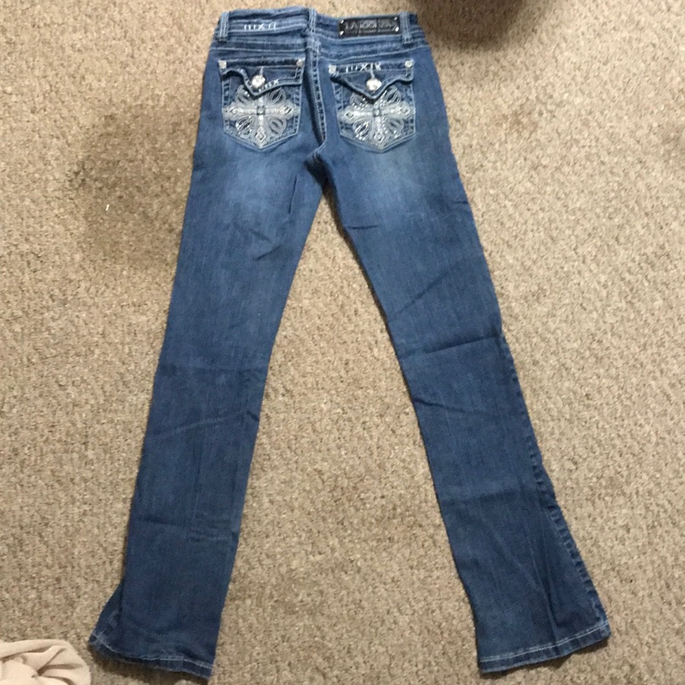LA Idol cross embellished jeans